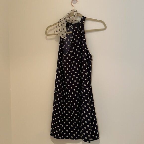 Zara Polka Dot Tie Neck Retro 60s Dress - Picture 4 of 5